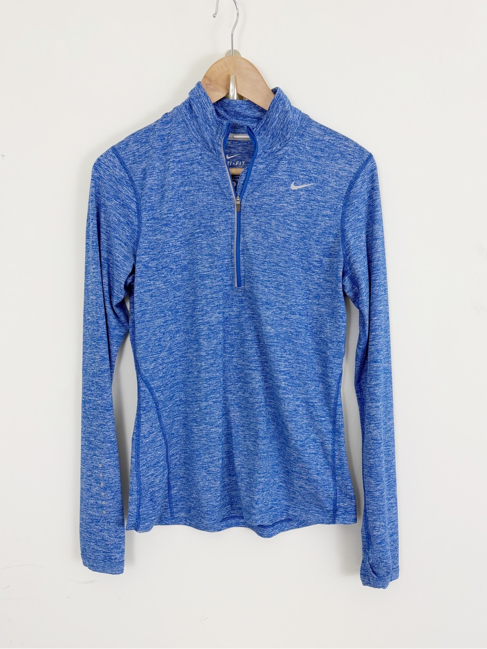 Nike Women's S Heathered Blue Dr-Fit Quarter-Zip Long Sleeve Running Top